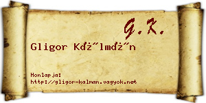 Gligor Kálmán névjegykártya